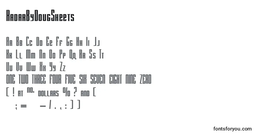 A fonte RadarByDougSheets – alfabeto, números, caracteres especiais