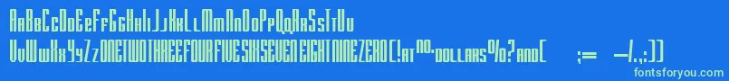 Czcionka RadarByDougSheets – zielone czcionki na niebieskim tle