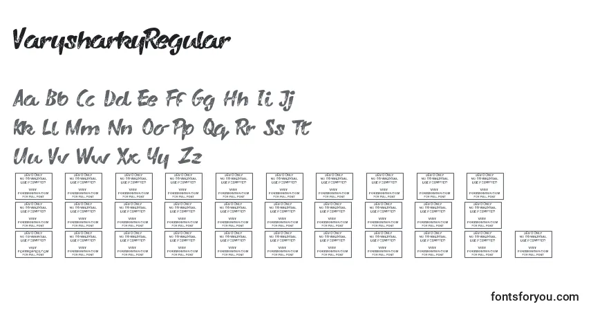 Czcionka VarysharkyRegular (28884) – alfabet, cyfry, specjalne znaki