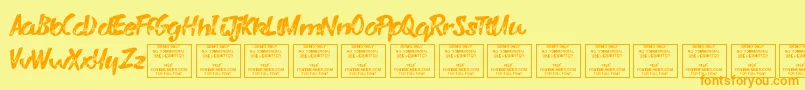 Fonte VarysharkyRegular – fontes laranjas em um fundo amarelo
