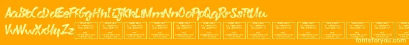 VarysharkyRegular-Schriftart – Gelbe Schriften auf orangefarbenem Hintergrund