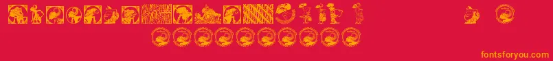 フォントIndonesianartsculture – 赤い背景にオレンジの文字
