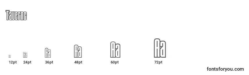 Размеры шрифта Tauernc