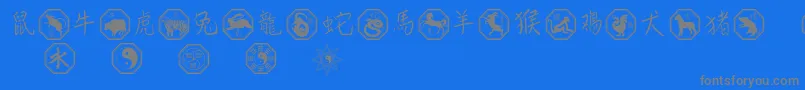 Fonte Chinesezodiac – fontes cinzas em um fundo azul