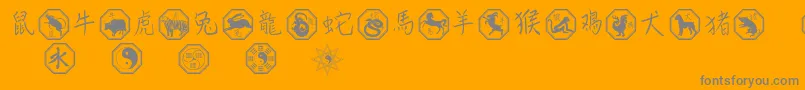 Czcionka Chinesezodiac – szare czcionki na pomarańczowym tle
