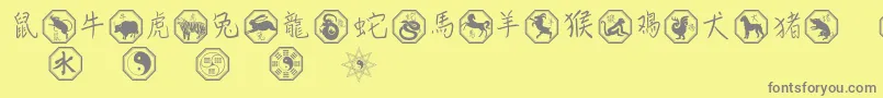 Fonte Chinesezodiac – fontes cinzas em um fundo amarelo