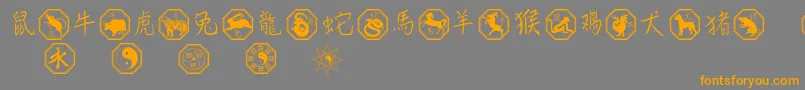 Więcej informacji o czcionce Chinesezodiac Czcionka Chinesezodiac – pomarańczowe czcionki na szarym tle