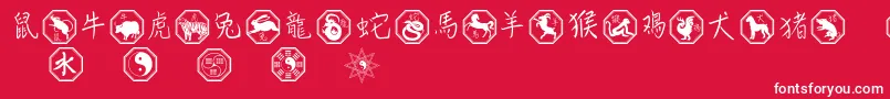 Fonte Chinesezodiac – fontes brancas em um fundo vermelho