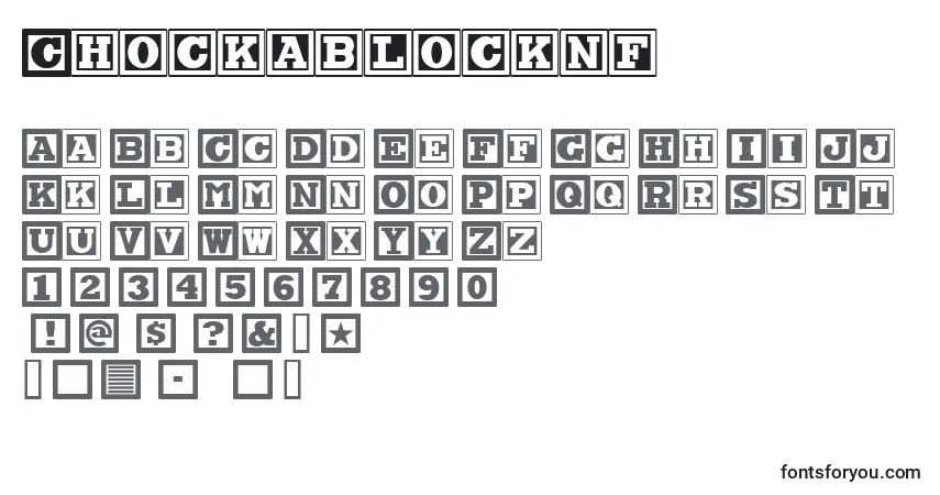 Chockablocknf-fontti – aakkoset, numerot, erikoismerkit