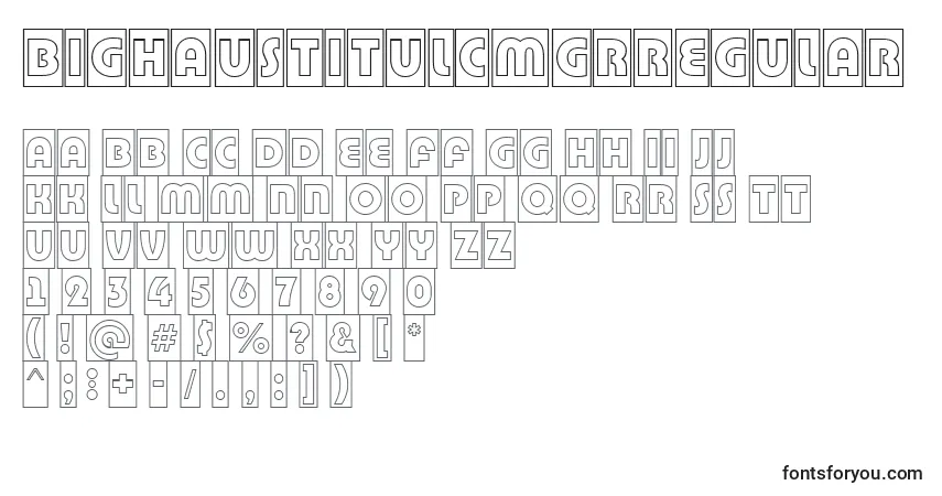 A fonte BighaustitulcmgrRegular – alfabeto, números, caracteres especiais