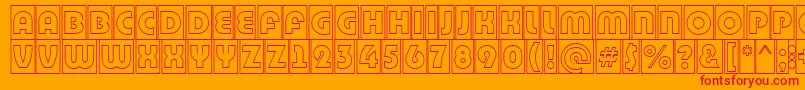 BighaustitulcmgrRegular-Schriftart – Rote Schriften auf orangefarbenem Hintergrund