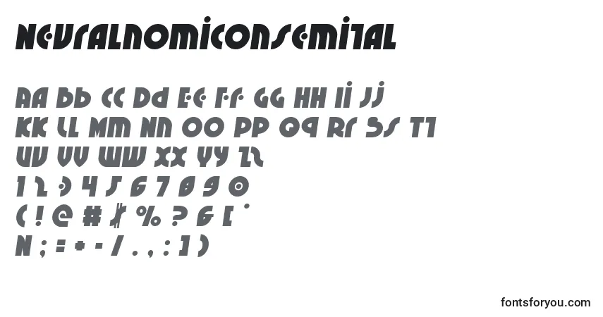 Neuralnomiconsemital-fontti – aakkoset, numerot, erikoismerkit