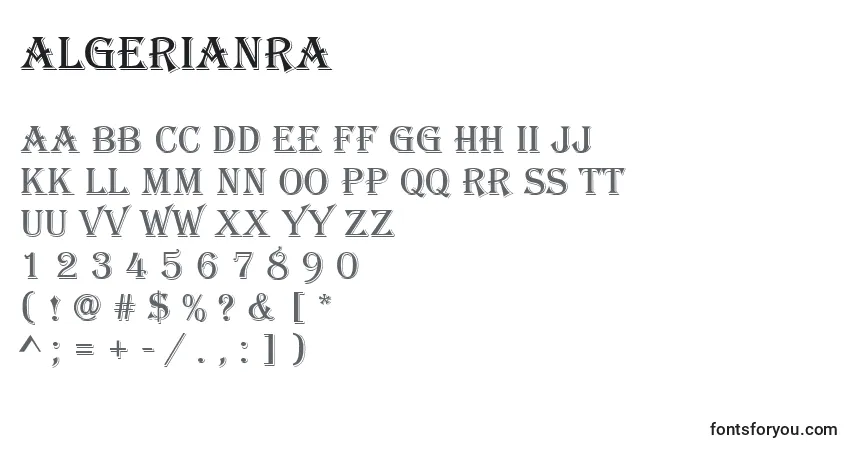 Czcionka AlgerianRA – alfabet, cyfry, specjalne znaki
