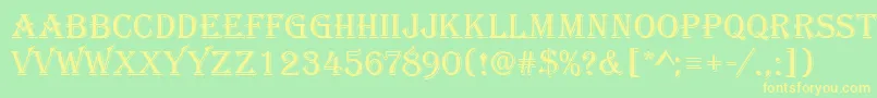 AlgerianRA-Schriftart – Gelbe Schriften auf grünem Hintergrund