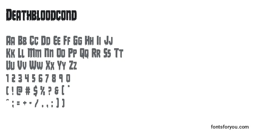 Schriftart Deathbloodcond – Alphabet, Zahlen, spezielle Symbole