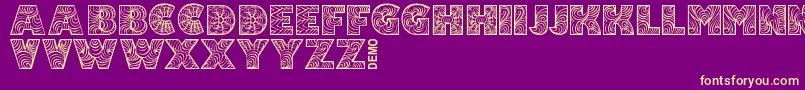 FonixDemo-fontti – keltaiset fontit violetilla taustalla