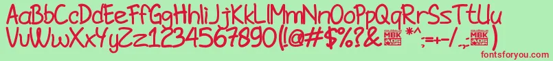 JombloNgenesBold Font – Red Fonts on Green Background