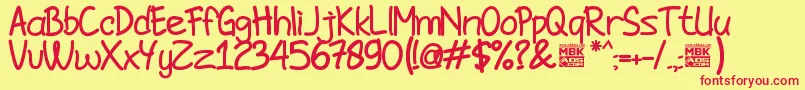 JombloNgenesBold Font – Red Fonts on Yellow Background