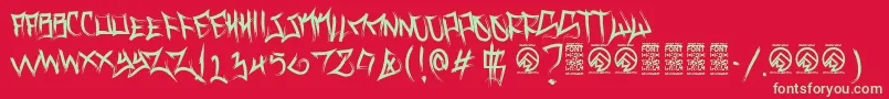 VancejacksonRegular Font – Green Fonts on Red Background