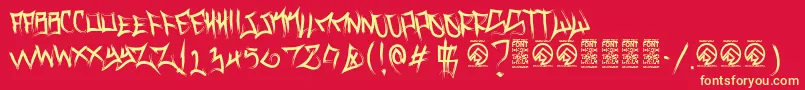 フォントVancejacksonRegular – 黄色の文字、赤い背景