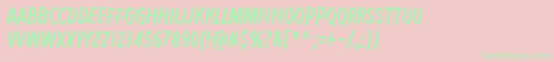 Karmakooma-Schriftart – Grüne Schriften auf rosa Hintergrund