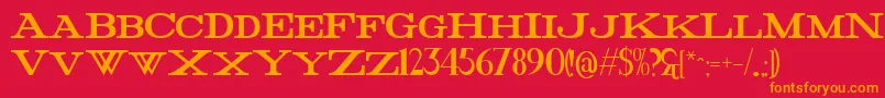 フォントFatHigh – 赤い背景にオレンジの文字