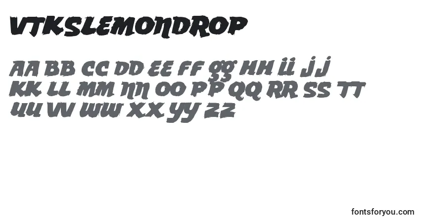 Шрифт Vtkslemondrop – алфавит, цифры, специальные символы