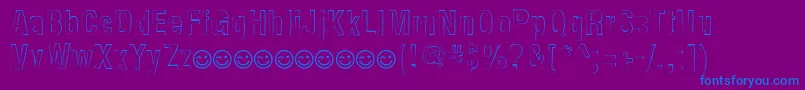 NewsideFpOutlineAlternate-Schriftart – Blaue Schriften auf violettem Hintergrund