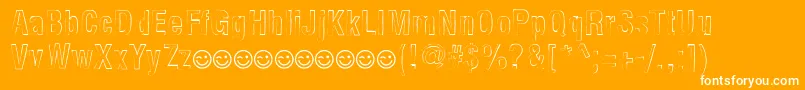 NewsideFpOutlineAlternate-Schriftart – Weiße Schriften auf orangefarbenem Hintergrund