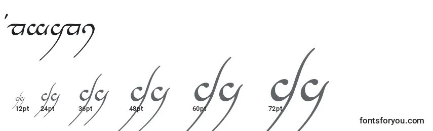 Размеры шрифта Tngani