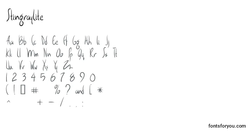 Schriftart StingrayLite – Alphabet, Zahlen, spezielle Symbole