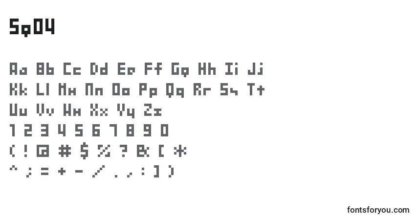 A fonte Sg04 – alfabeto, números, caracteres especiais