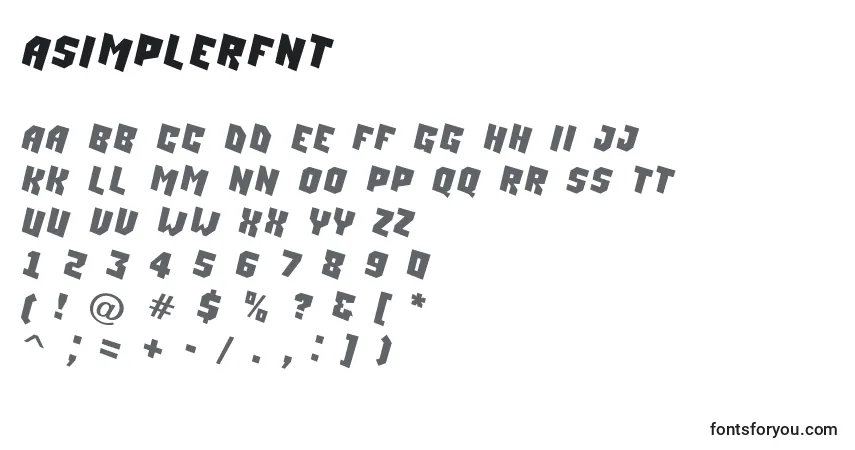 A fonte ASimplerfnt – alfabeto, números, caracteres especiais