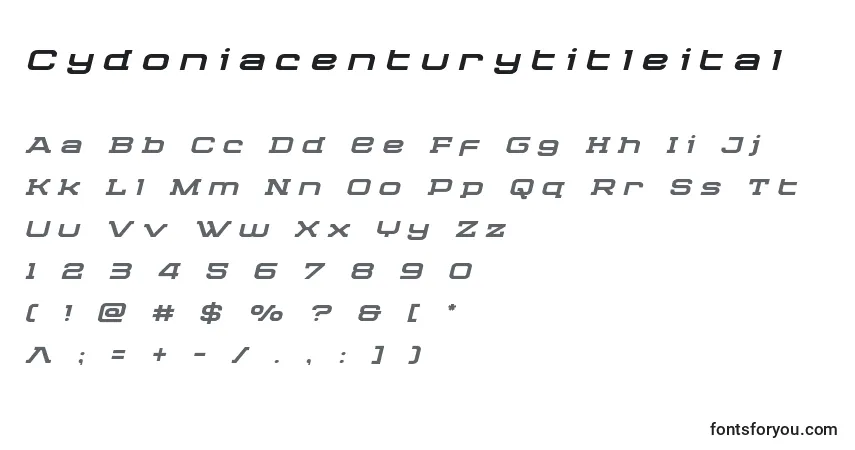 Шрифт Cydoniacenturytitleital – алфавит, цифры, специальные символы