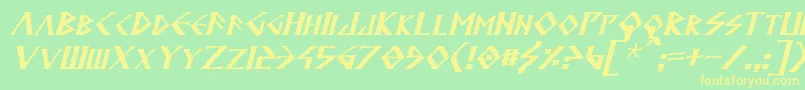 AnglodavekItalic Font – Yellow Fonts on Green Background
