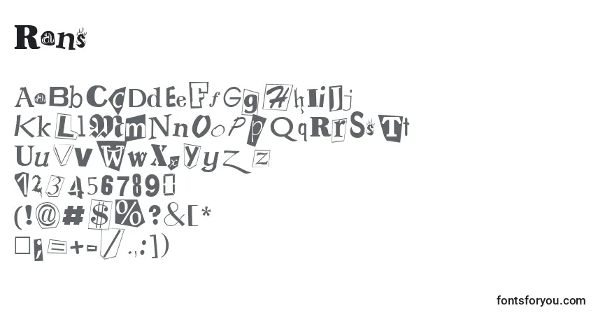 A fonte Rans – alfabeto, números, caracteres especiais