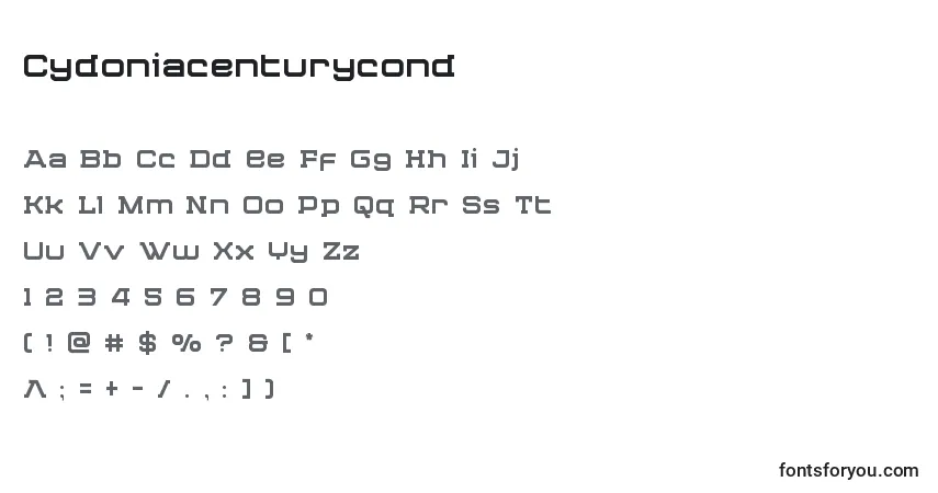 Czcionka Cydoniacenturycond – alfabet, cyfry, specjalne znaki