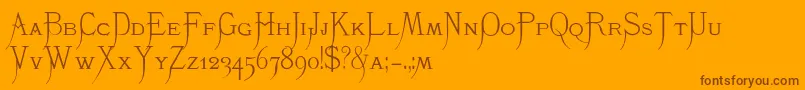 K22Monastic-Schriftart – Braune Schriften auf orangefarbenem Hintergrund