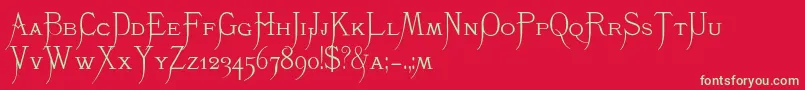 K22Monastic Font – Green Fonts on Red Background