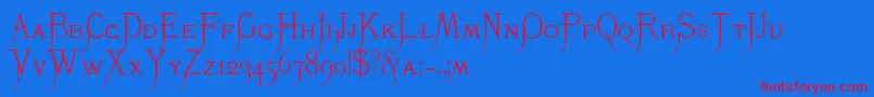 K22Monastic Font – Red Fonts on Blue Background