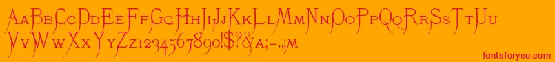 K22Monastic Font – Red Fonts on Orange Background