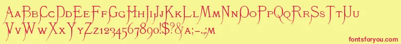Шрифт K22Monastic – красные шрифты на жёлтом фоне