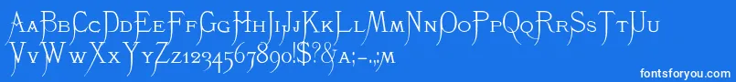 K22Monastic Font – White Fonts on Blue Background