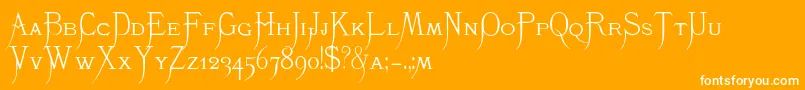 K22Monastic-Schriftart – Weiße Schriften auf orangefarbenem Hintergrund