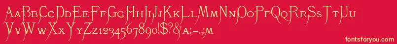 K22Monastic Font – Yellow Fonts on Red Background