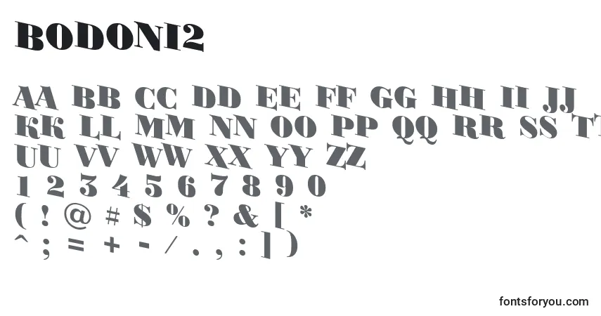 Czcionka Bodoni2 – alfabet, cyfry, specjalne znaki