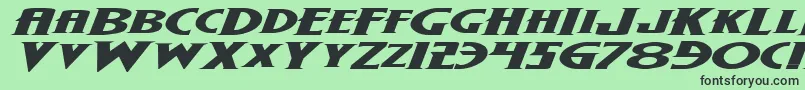 WolfsBaneExpandedItalic-fontti – mustat fontit vihreällä taustalla