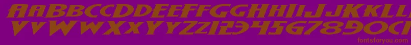 WolfsBaneExpandedItalic-fontti – ruskeat fontit violetilla taustalla