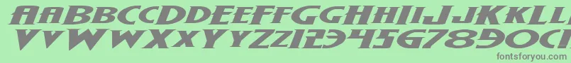 WolfsBaneExpandedItalic-Schriftart – Graue Schriften auf grünem Hintergrund