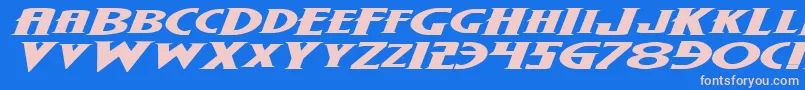 Weitere Informationen zur WolfsBaneExpandedItalic-Schriftart WolfsBaneExpandedItalic-Schriftart – Rosa Schriften auf blauem Hintergrund